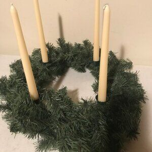 2 New Pine Wreath Candlestick Holders